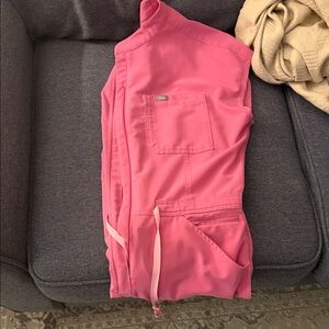 FIGS LARGE JUMPSUIT BREAST CANCER PINK